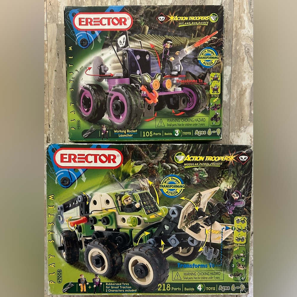2 Vintage Erector Sets (by Meccano) - 1 NIB & 1 Incomplete with Lots of Parts